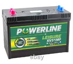 100Ah POWERLINE CXV31MF Sealed Leisure Battery 12V 500 Cycles XV31MF