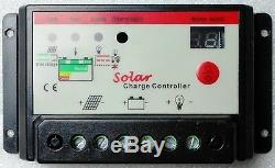 100w 12v Solar Panel +10A Charger Controller + cable with fuse clips + bracket Kit
