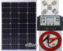 100w Solar Panel + 10A LCD battery charger 2x5V USB +7m cable & Clips + brackets