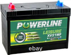 110Ah 12V Deep Cycle Battery POWERLINE Leisure Caravan Marine Boat 500 Cycles
