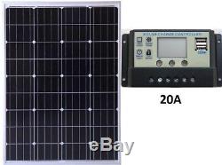 120w MonoCrystalline Solar Panel + 20A LCD 12V 24V battery charger 2 x 5V USB