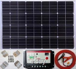 120w Solar Panel +10A Charger Controller +7m cable + fuse battery clips +bracket