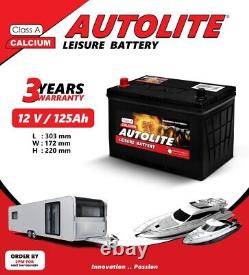 125ah Autolite Leisure Battery 12v Deep Cycle For Caravan Motorhome Boatsolar