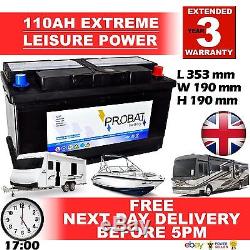 12V 100AH LEISURE BATTERY HEAVY DUTY DEEP CYCLE LOW HEIGHT (105 ah amp) 110AMP