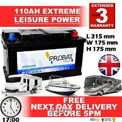 12V 100AH LEISURE BATTERY HEAVY DUTY DUAL PURPOSE LOW HEIGHT (105 ah amp) 110AMP
