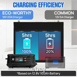 12V 100AH LiFePO4 Lithium Leisure Battery+20A Smart Battery Charger Caravan Vans