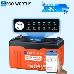12V 100AH Lithium Leisure Battery LiFePO4 Bluetooth Communication LED Caravans
