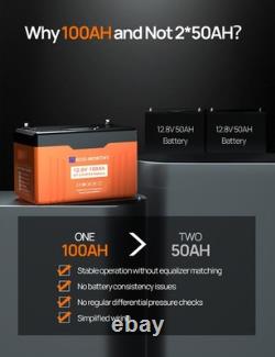 12V 100AH Lithium Leisure Battery LiFePO4 Bluetooth Communication LED Caravans