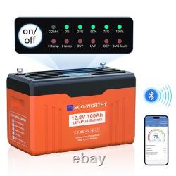 12V 100AH Lithium Leisure Battery LiFePO4 Bluetooth Communication LED Caravans