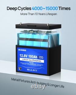 12V 100AH Lithium Leisure Battery LiFePO4 Low Temp Up to 15000 Cycles Camper Van
