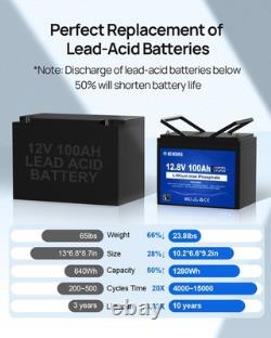 12V 100AH Lithium Leisure Battery LiFePO4 Low Temp Up to 15000 Cycles Camper Van