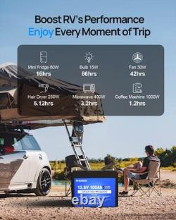 12V 100AH Lithium Leisure Battery LiFePO4 Low Temp Up to 15000 Cycles Camper Van
