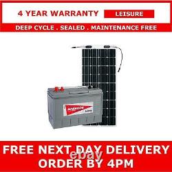 12V 100Ah Deep Cycle Leisure Battery and 100W Flexible Solar Panel