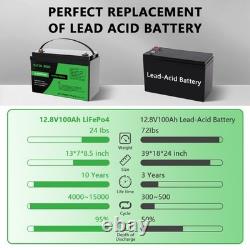 12V 100Ah LiFePO4 Battery Leisure Rechargeable Deep Cycle Solar Home Storage RV
