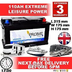 12V 110AH LEISURE BATTERY HEAVY DUTY DEEP CYCLE LOW HEIGHT (105 ah amp) 110 AMP