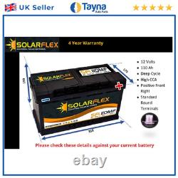 12V 110AH Leisure Battery Dual Purp. For Caravan Campervan Motorhome Low Height