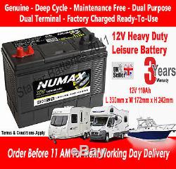12V 110AH Numax XV31MF CXV Supreme HD Ultra Deep Cycle Leisure Battery 3yr Wrnty