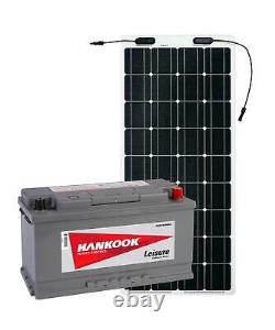 12V 110Ah Dual Purpose Leisure Battery and 100W Flexible Solar Panel