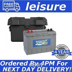 12V 110Ah Leisure Battery For Caravan, Camper & Boat With Battery Box Included