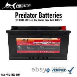 12V 110Ah Predator Batteries Sealed Lead Acid Low Box Leisure Battery