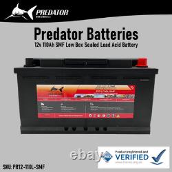 12V 110Ah Predator Batteries Sealed Lead Acid Low Box Leisure Battery
