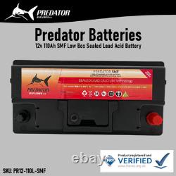 12V 110Ah Predator Batteries Sealed Lead Acid Low Box Leisure Battery