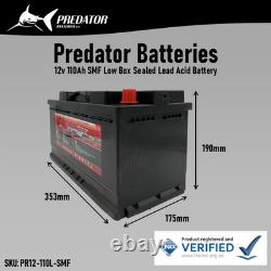 12V 110Ah Predator Batteries Sealed Lead Acid Low Box Leisure Battery