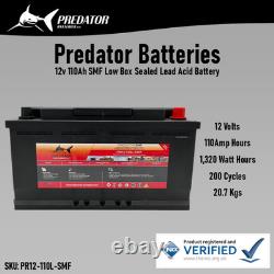 12V 110Ah Predator Batteries Sealed Lead Acid Low Box Leisure Battery
