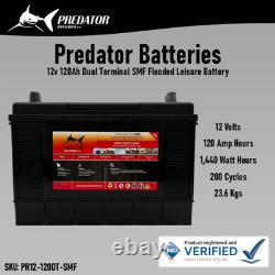 12V 120AH Predator Batteries Deep Cycle Leisure & Marine Battery Dual Posts
