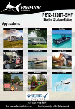 12V 120AH Predator Batteries Deep Cycle Leisure & Marine Battery Dual Posts