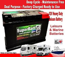 12V 120AH Solar Leisure Marine Battery Low Height Low Profile SuperBatt LH120