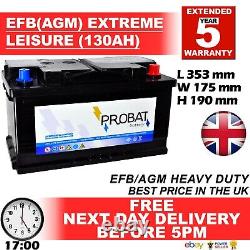 12V 130AH EFB AGM LEISURE BATTERY HEAVY DUTY LOW HEIGHT 100 ah 110ah 120ah 125