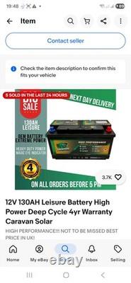 12V 130AH Leisure Battery High Power Deep Cycle 4yr Warranty Caravan Solar