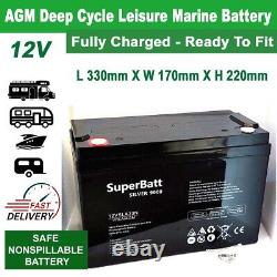 12V 140AH VRLA AGM Deep Cycle Leisure Marine Battery 12VSLA33N Motorhomes Boat