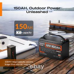12V 150Ah LiFePO4 Lithium Leisure Battery Bluetooth Caravan Camper 15000+Cycles