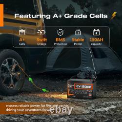 12V 150Ah LiFePO4 Lithium Leisure Battery Bluetooth Caravan Camper 15000+Cycles