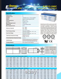 12V 200AH Expedition Plus Lead Carbon Gel Ultra Deep Cycle Battery EXP12-200C