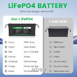 12V 200Ah 300Ah LiFePO4 Lithium Leisure Battery Deep Cycle BMS Solar Off-grid