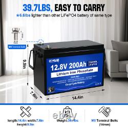 12V 200Ah LiFePO4 Battery Lithium Leisure Battery for Caravans RV Trolling Motor