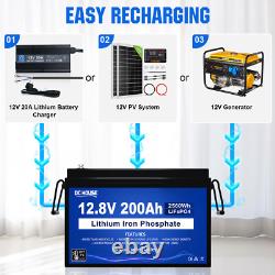 12V 200Ah LiFePO4 Battery Lithium Leisure Battery for Caravans RV Trolling Motor