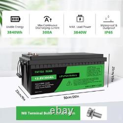 12V 300Ah LiFePO4 Battery Lithium Leisure Battery 15000+ Cycles BMS Off-grid RV