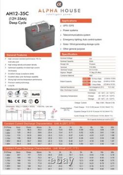 12V 35Ah AGM Deep Cycle Battery Mobility Leisure Solar Marine UPS AH12-35C