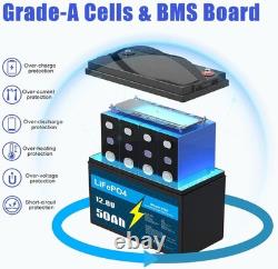 12V 50Ah LiFePO4 Battery Lithium Leisure Battery 12V for Trolling Motor RV Camp