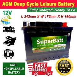12V 75AH SB AGM75L VRLA AGM Ultra Deep Cycle Leisure Marine Battery No Spill