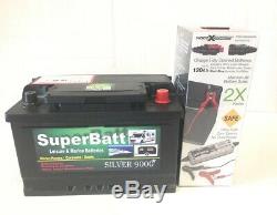 12V 75AH SB LH75 Leisure Caravan Camping Battery & Noco 3.5A Automatic Charger