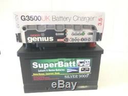 12V 75AH SuperBatt LH75 Leisure Battery & Noco 3.5A Automatic Charger Combo Deal