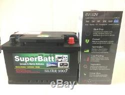 12V 75AH SuperBatt LH75 Leisure Battery & Noco 3.5A Automatic Charger Combo Deal