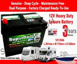 12V 85AH Leisure / Marine Deep Cycle Battery SuperBatt CB85 for Boathome Yacht