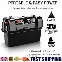 12V Large Battery Box Leisure Power Station USB Charger Caravan Camping MarineUK