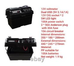 12V Large Battery Box Leisure Power Station USB Charger Caravan Camping MarineUK
